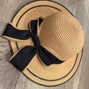 Chic Tan Women's Hat with Black Bow